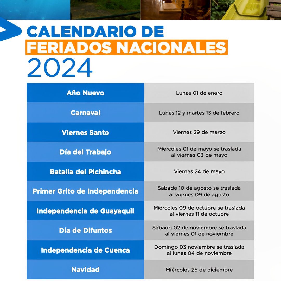 Feriados Ecuador 2024